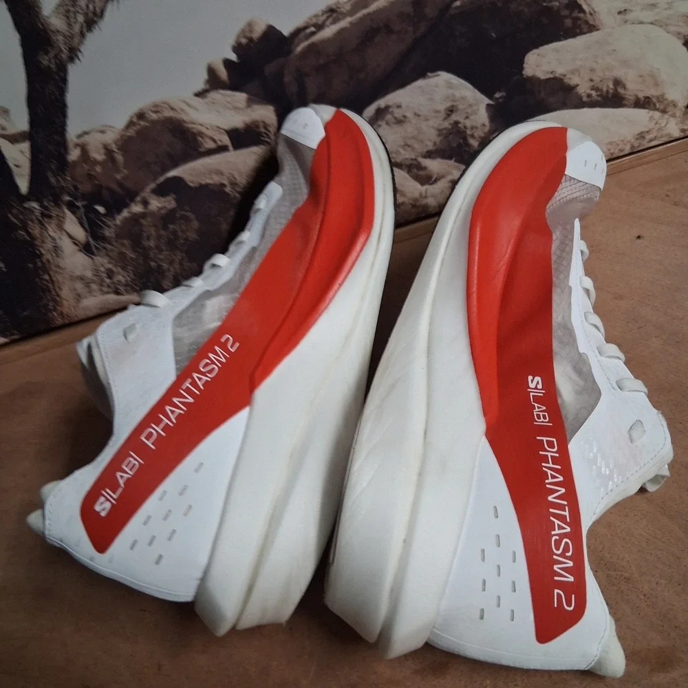 Salomon S/Lab Phantasm 2 Mens 10 Womens 11 White Red Racing Running Shoes NICE!